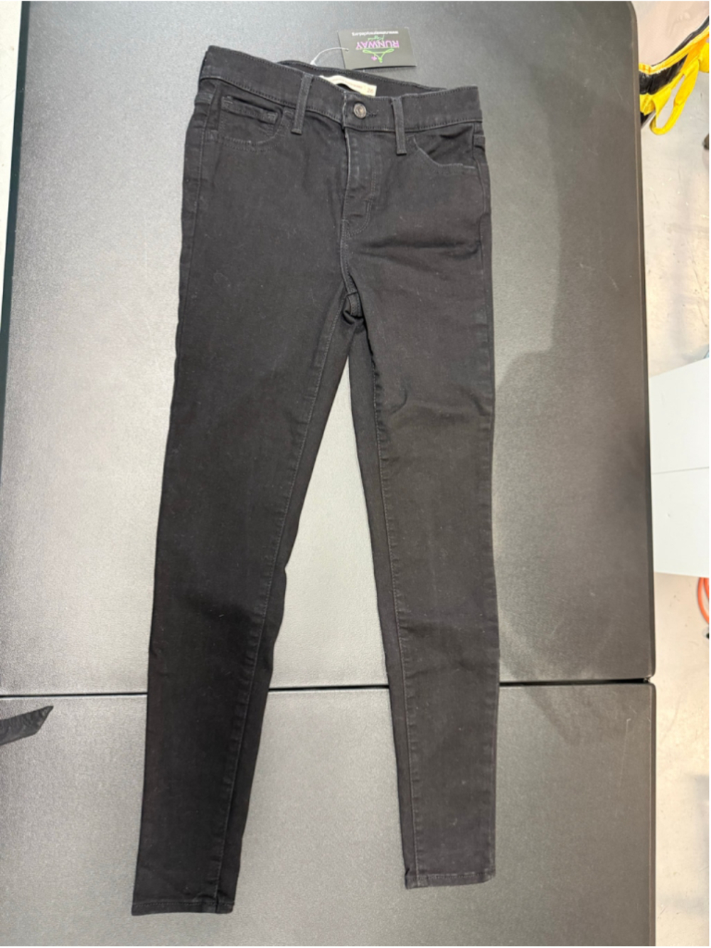 Levi’s Premium Ribcage Straight Ankle Jeans W27 L27 Black Acid Wash - Picture 2 of 13